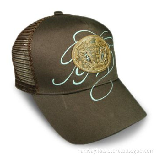 Men's 5-panel 128 x 60 Cotton Twill and Mesh Fashionable Truckers Cap, Print and Debossed PVC PatchNew